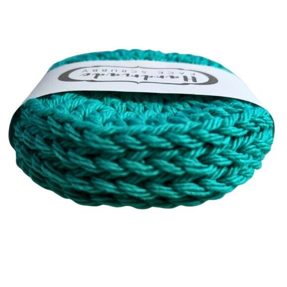 NWT Handmade Aqua Crochet Facial Rounds 100% Cotton Face Scrubbies Set of 4 Eco - Picture 2 of 4